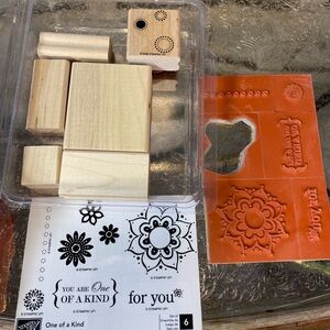 Stampin' Up! Floral and Sentiment Rubber Stamp Set of 6